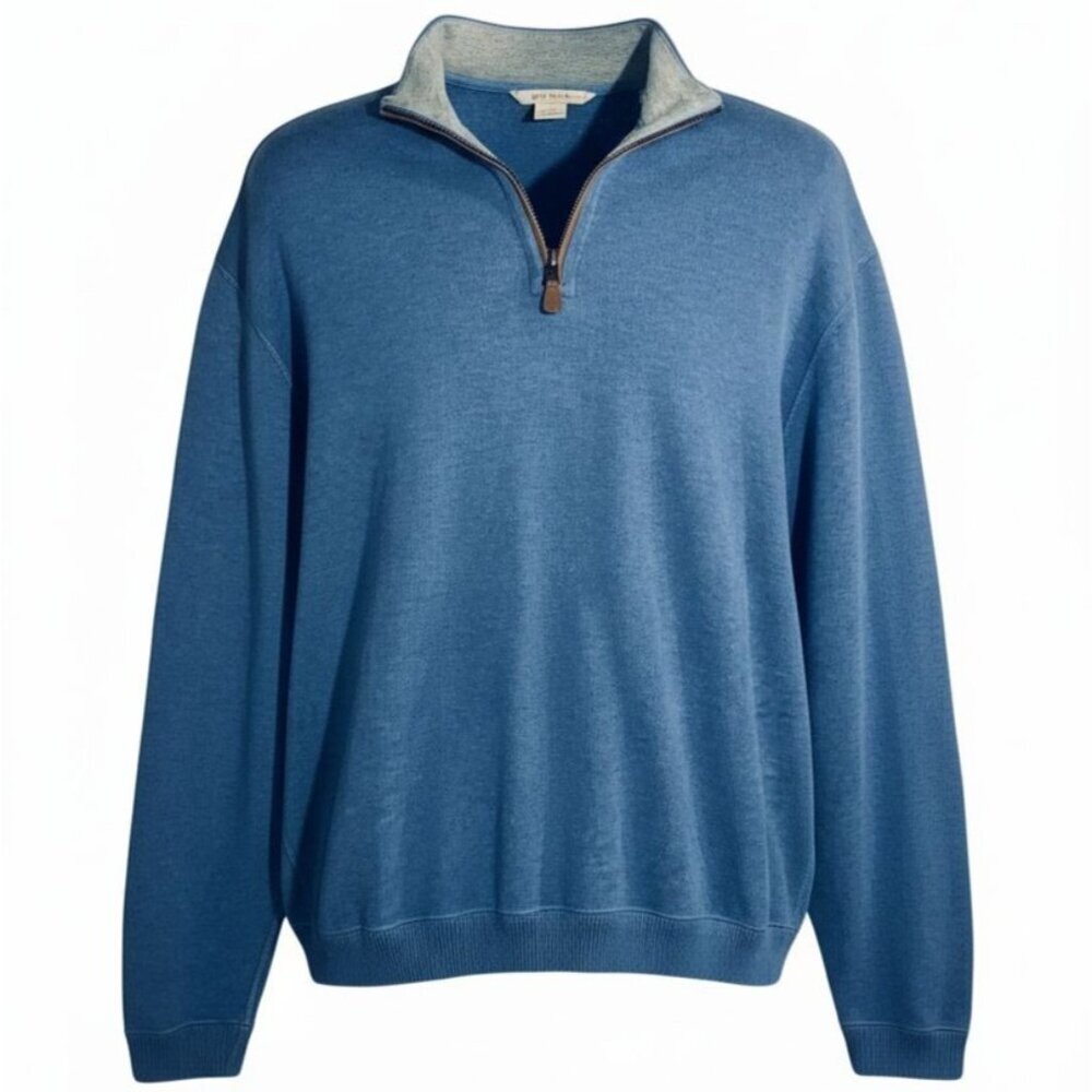 Cremieux Mens XL Blue Quarter Zip Pullover Business Casual Soft Knit